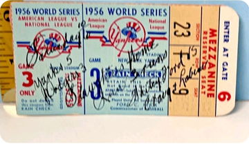 1956 world series autographed ticket