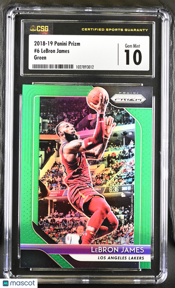 2018-19 Panini Prizm LeBron James #6 Green CGC 10
