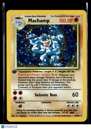 1999 Pokemon Machamp 1st Edition