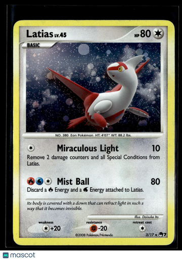 2008 Diamond & Pearl Great Encounters Pokemon Latias Rare #3/17