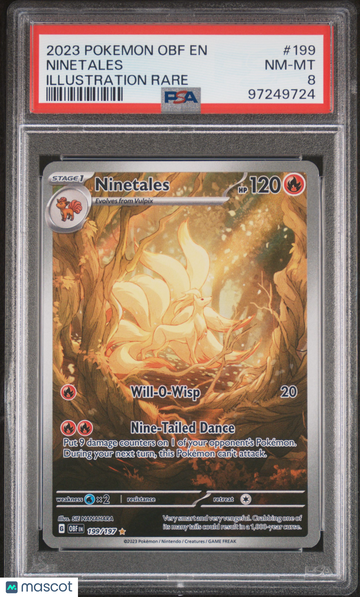 2023 Pokemon Obf EN-Obsidian Flames Ninetales Illustration Rare PSA 8