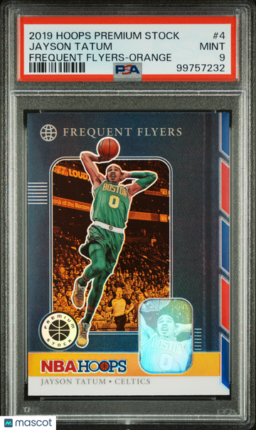 2019 Panini Hoops Premium Stock Frequent Flyers Jayson Tatum #4 Orange PSA 9