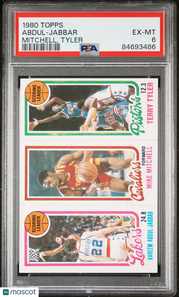 1980 Topps Mike Mitchell Kareem Abdul-Jabbar Terry Tyler 10th Anniversary Issue PSA 6